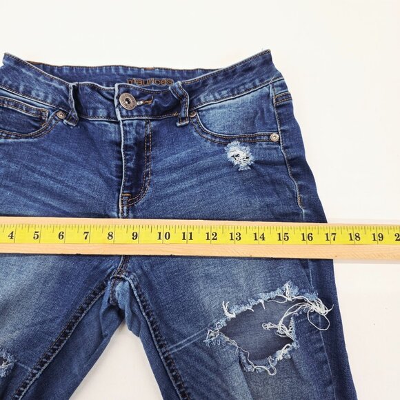 Maurices Womens S-R (27) Distressed Skinny Jeans Blue Stretch Ripped Casual Punk - Picture 13 of 16